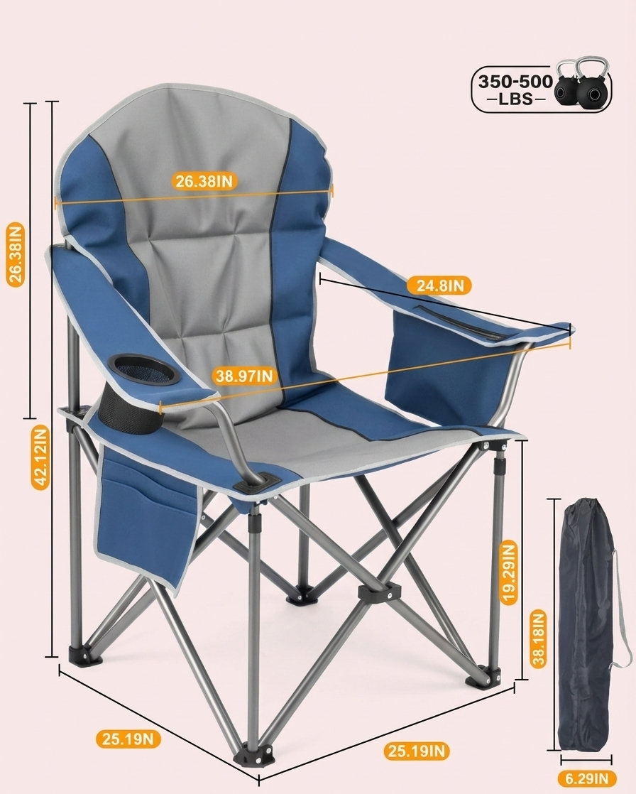 500-Lb Heavy-Duty Folding Camping Chair