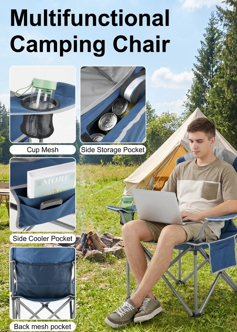 500-Lb Heavy-Duty Folding Camping Chair