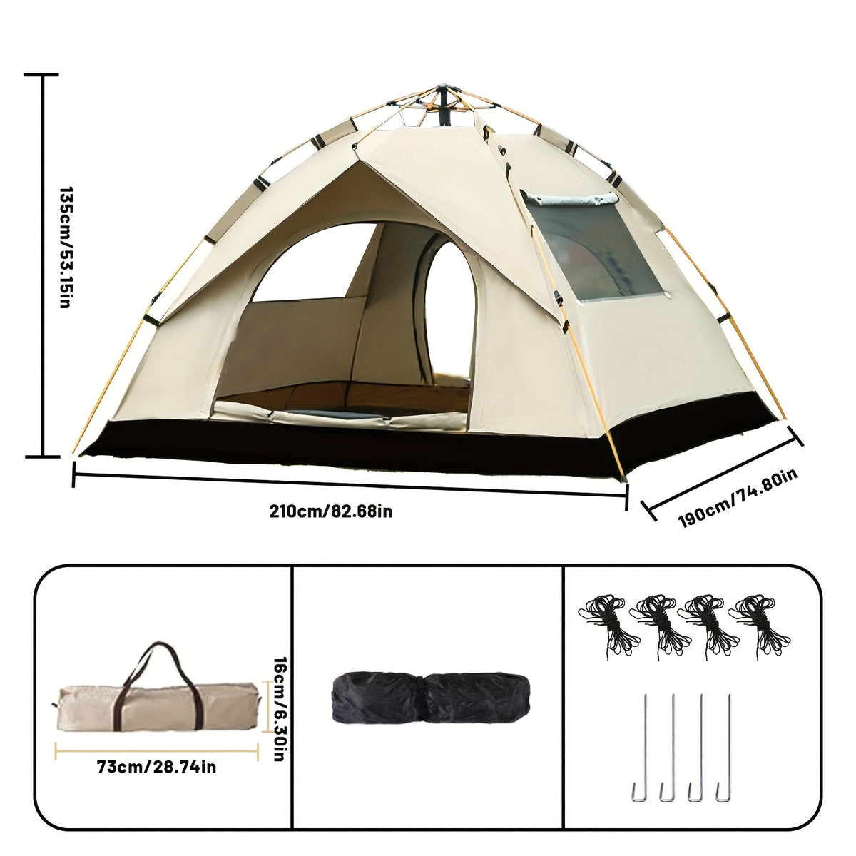 3-4 Person Instant Pop Up Camping Tent Waterproof Quick Setup Outdoor Portable