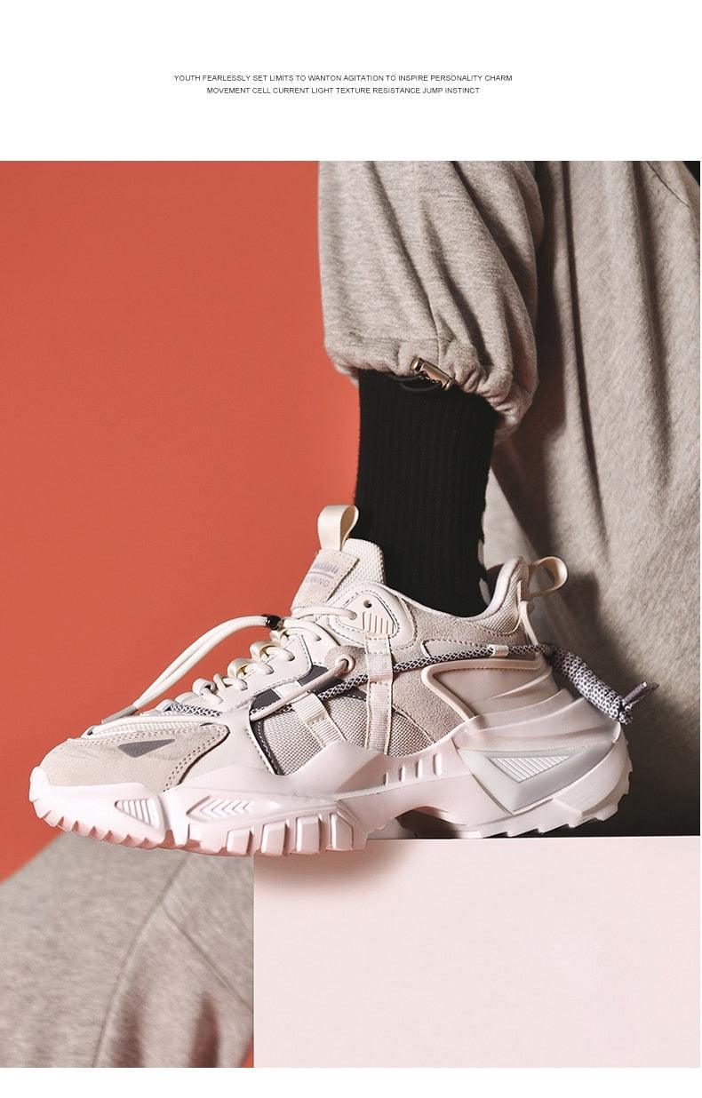 Mens Strong Casual Fashion Chunky Sneakers Height Increasing Spring Thick Sole Footwear Fashion High Quality Sneakers Slip on Walking Shoes High Top Casual Shoes For Men