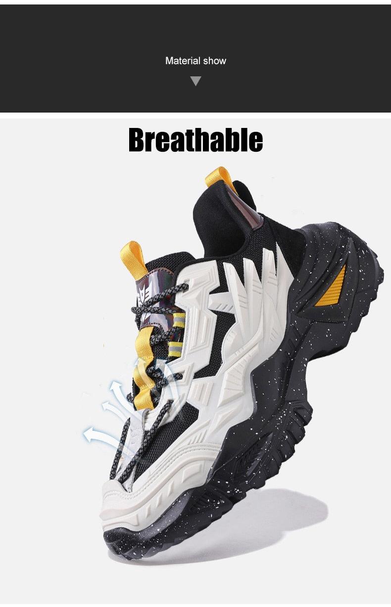 Mens Strong Casual Fashion Chunky Sneakers Height Increasing Spring Thick Sole Footwear Fashion High Quality Sneakers Slip on Walking Shoes High Top Casual Shoes For Men