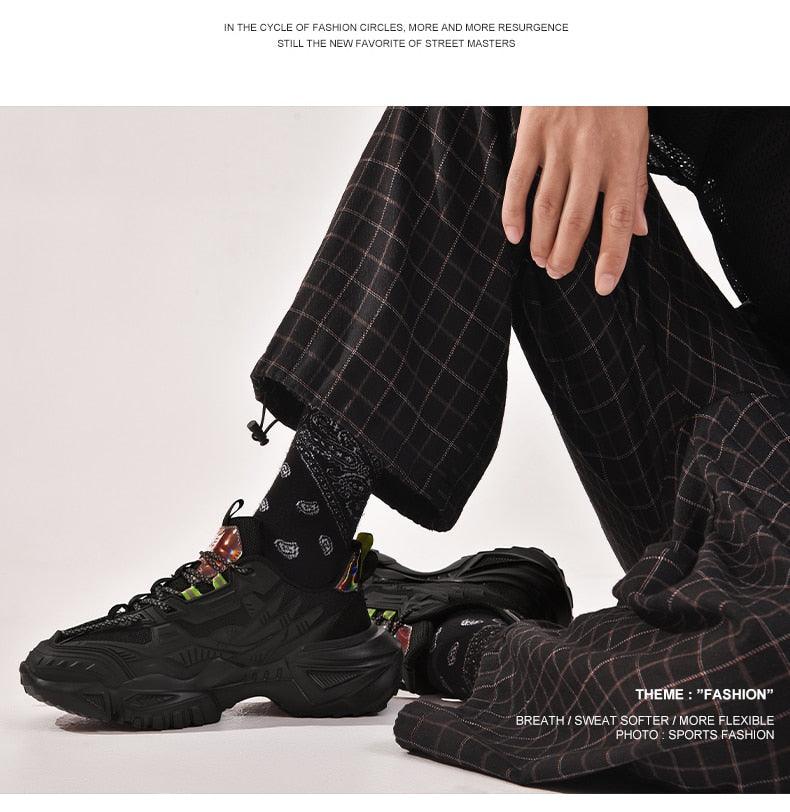 Mens Strong Casual Fashion Chunky Sneakers Height Increasing Spring Thick Sole Footwear Fashion High Quality Sneakers Slip on Walking Shoes High Top Casual Shoes For Men