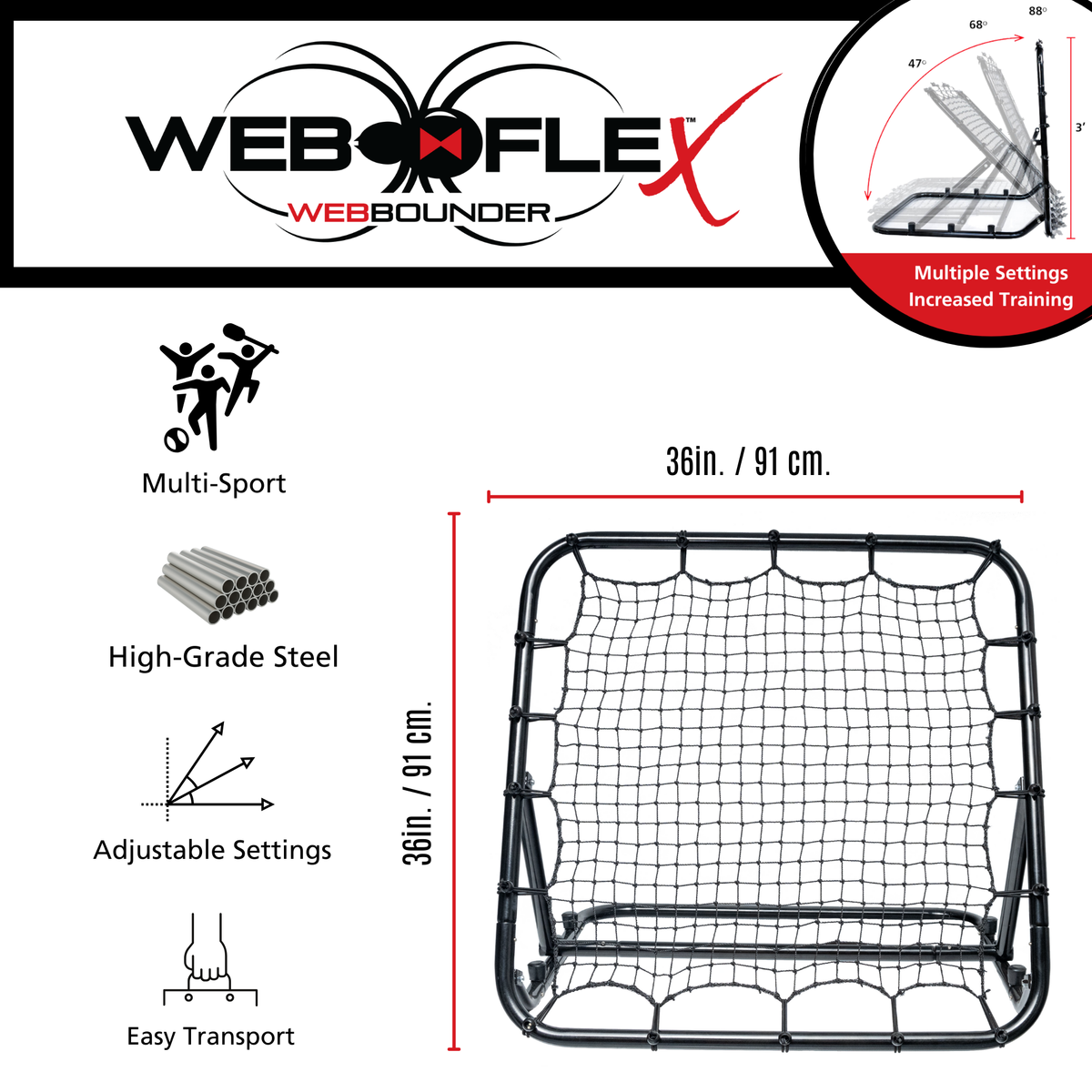 3×3 Portable Multi-Sport Rebounder Net